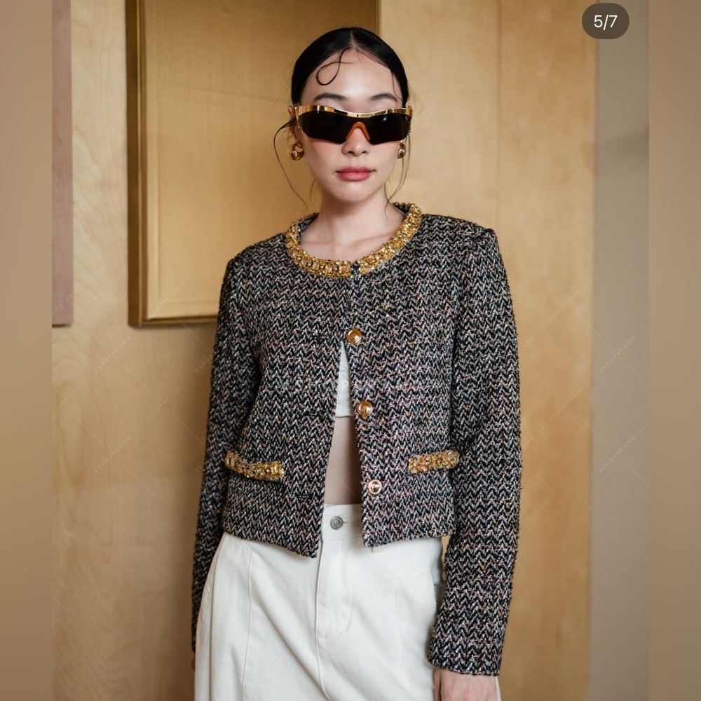 Tweed Jacket with Gold Accents